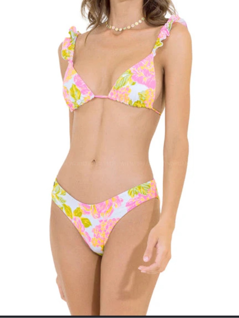 Maaji Pink & Green Floral Ruffle Triangle Bikini - Picture 3 of 3